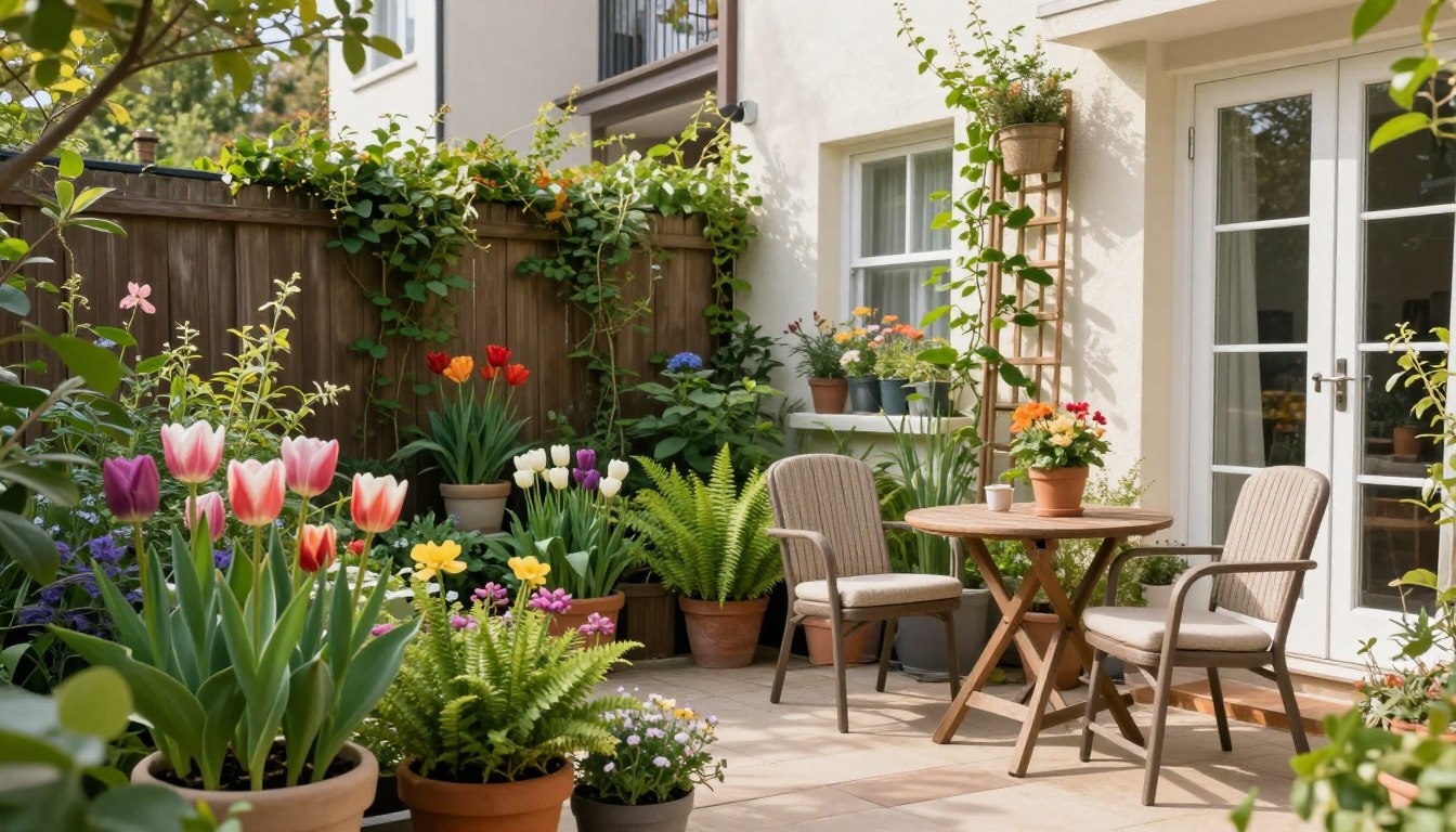 Ogródek przy mieszkaniu na parterze aranżacje